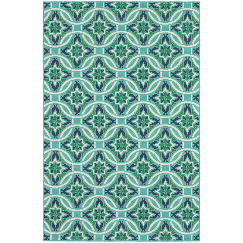 Beachcrest Home Kailani Contemporary Geometric Blue/Green Indoor